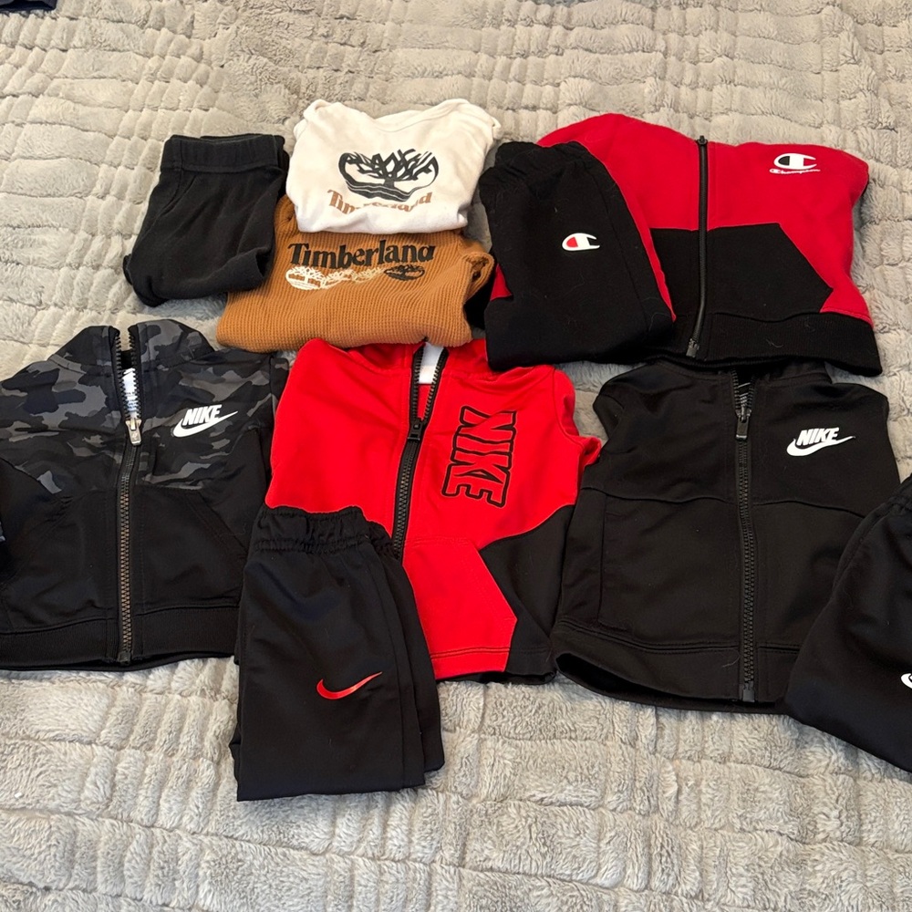 12M Matching Outfits (Nike, Timberland, & Champion)